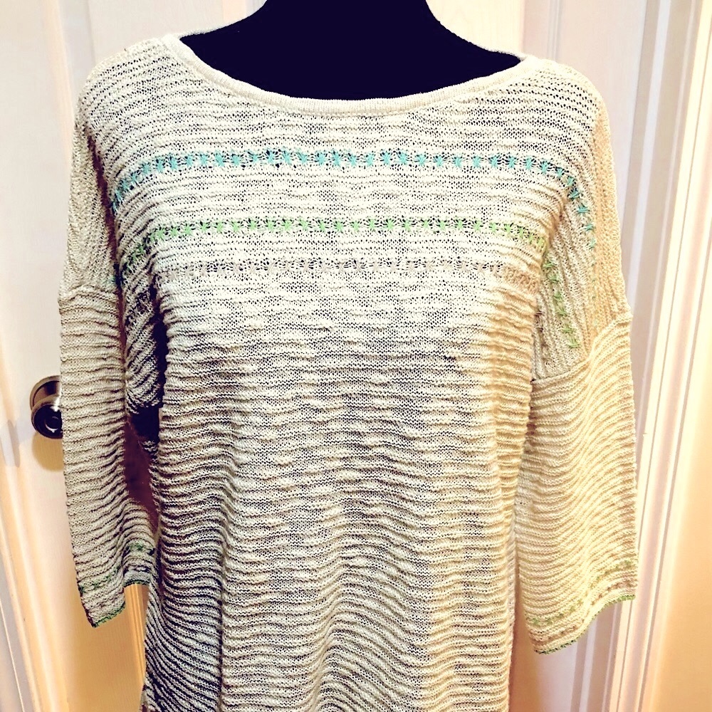 J. Jill Cream Boat Neck Sweater, Size Mp